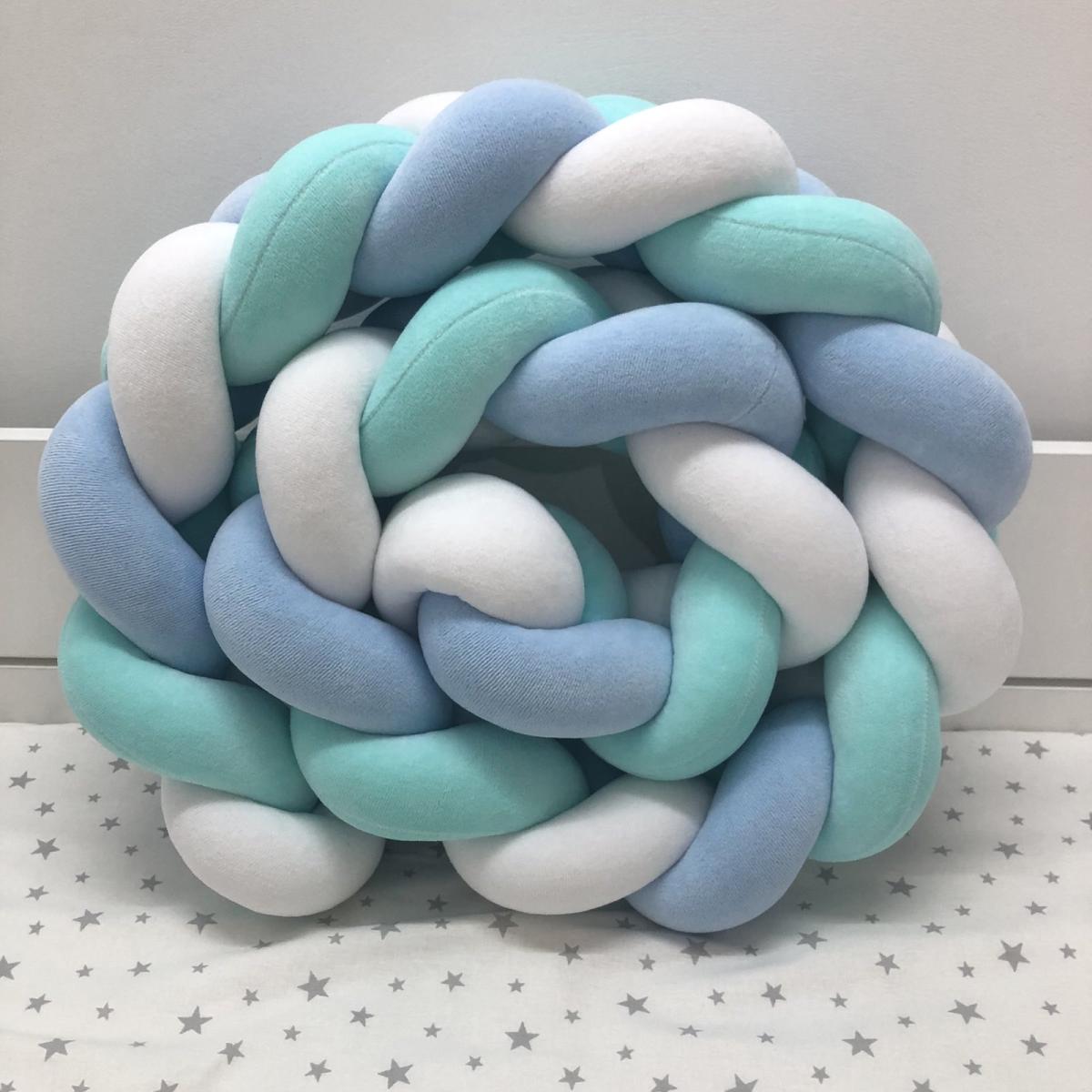 Paracolpi intrecciato celeste verde Acqua bianco