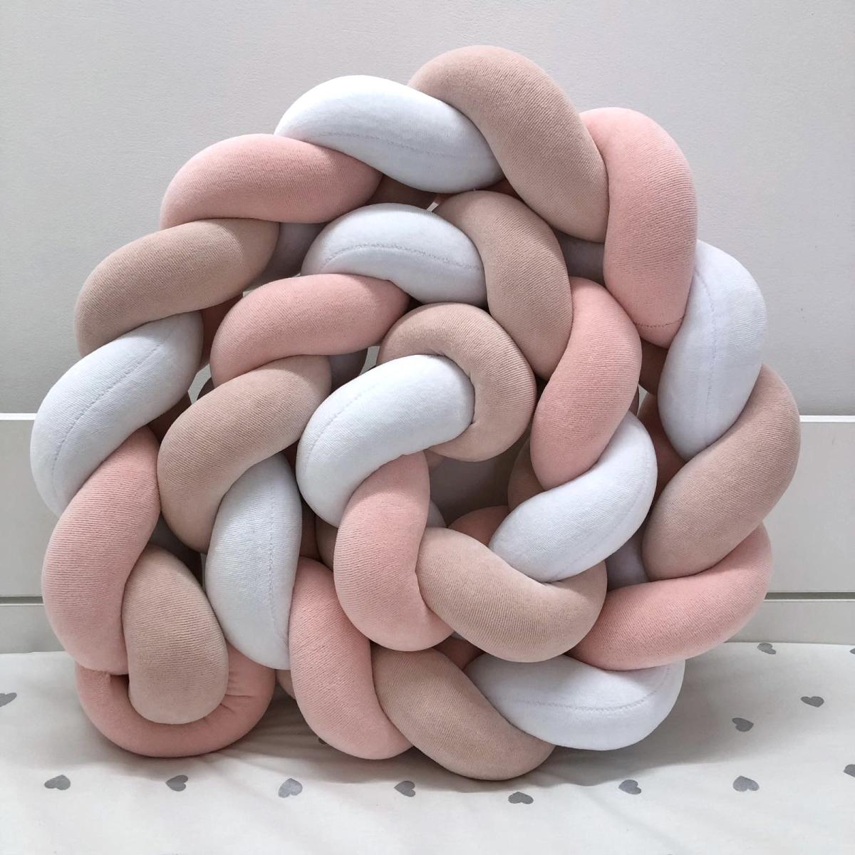 Paracolpi intrecciato rosa pesca rosa antico bianco