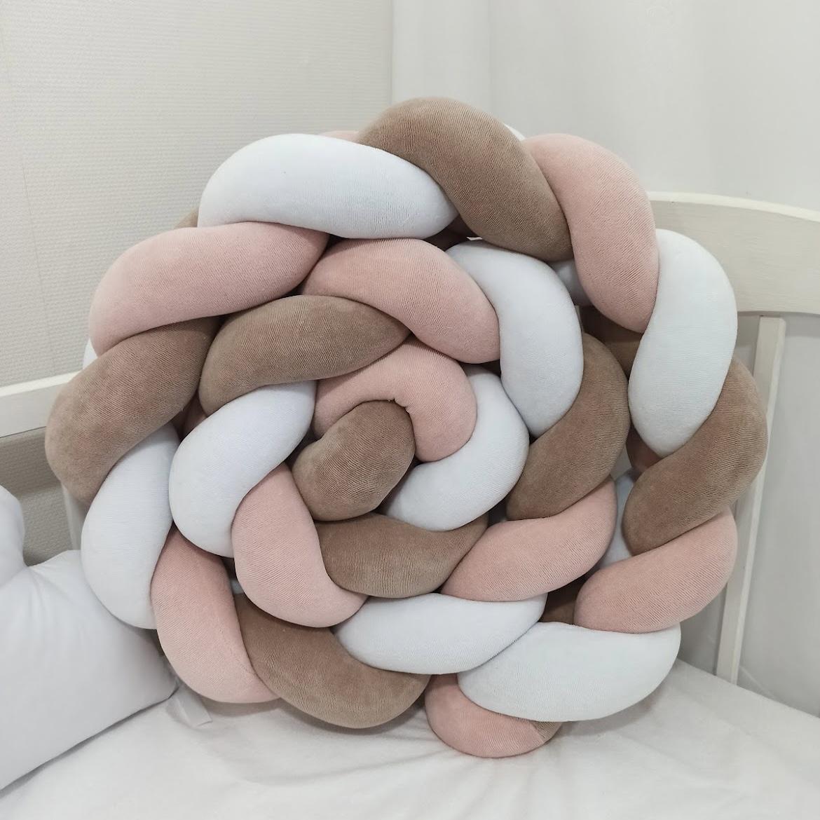 Paracolpi intrecciato marrone rosa bianco