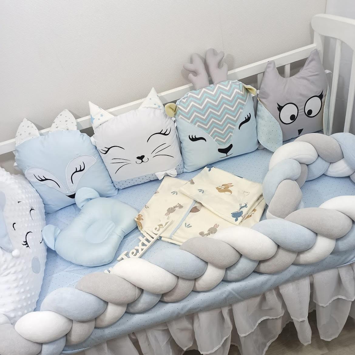 Gray white fox character cushions