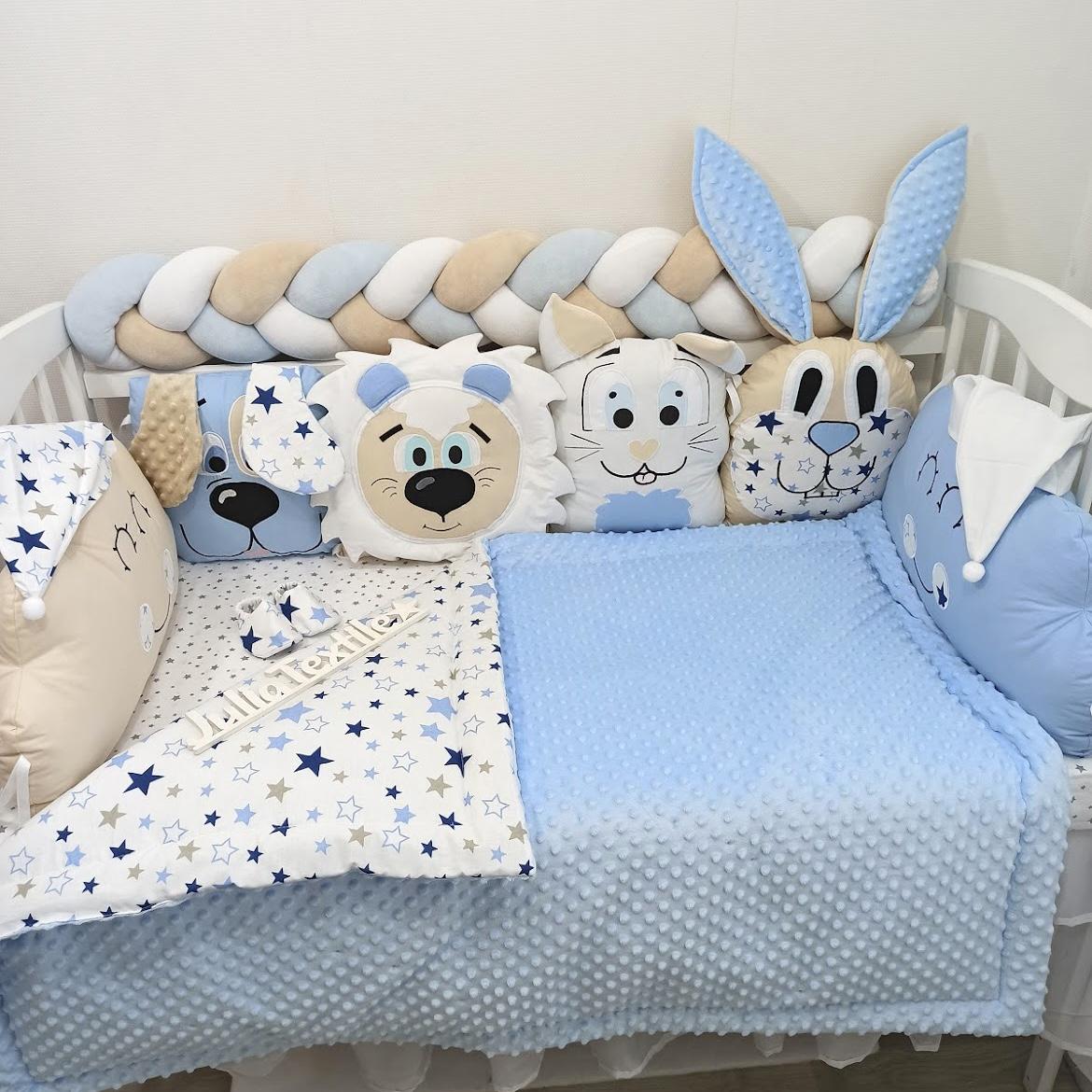 Set of character cushions with celestial blue stars