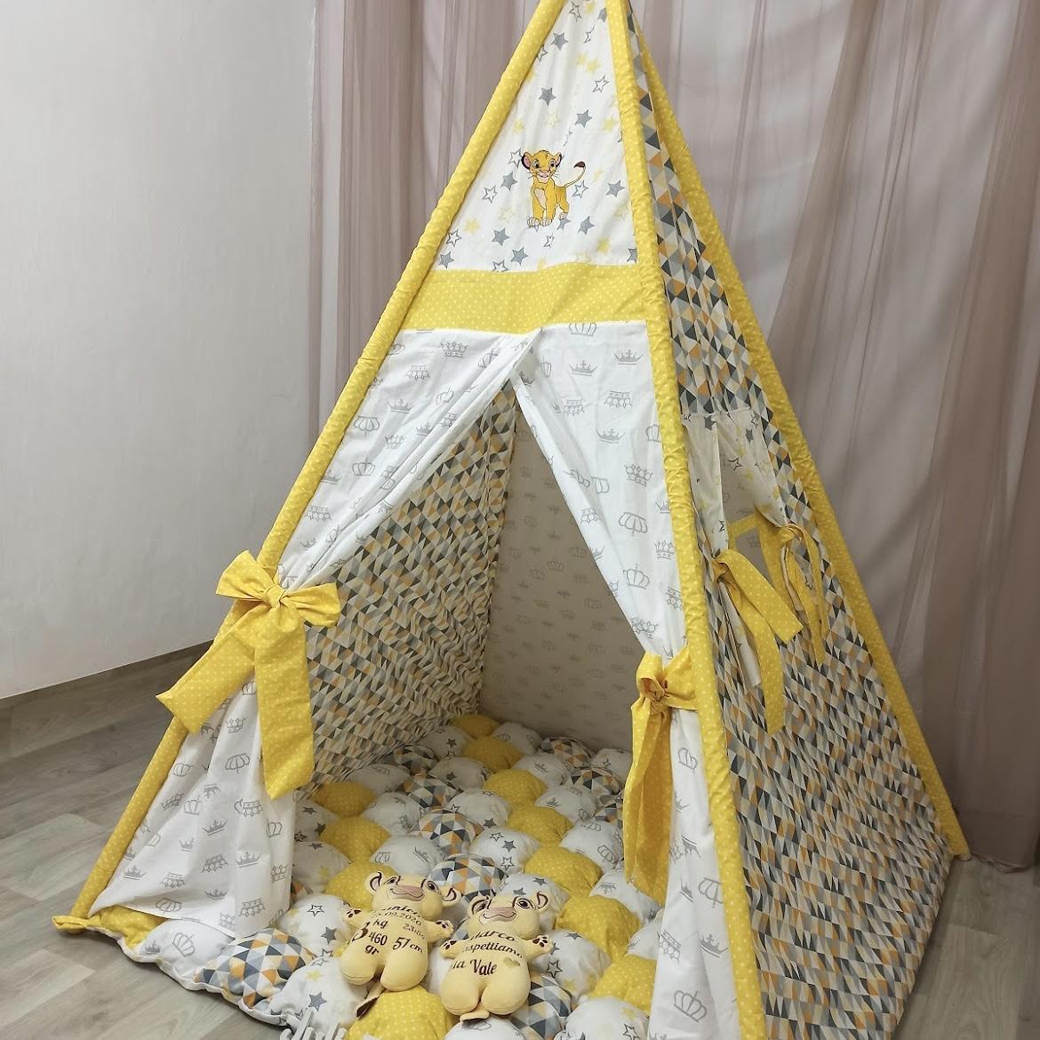 Tenda gioco con tappeto con Simba bianco giallo