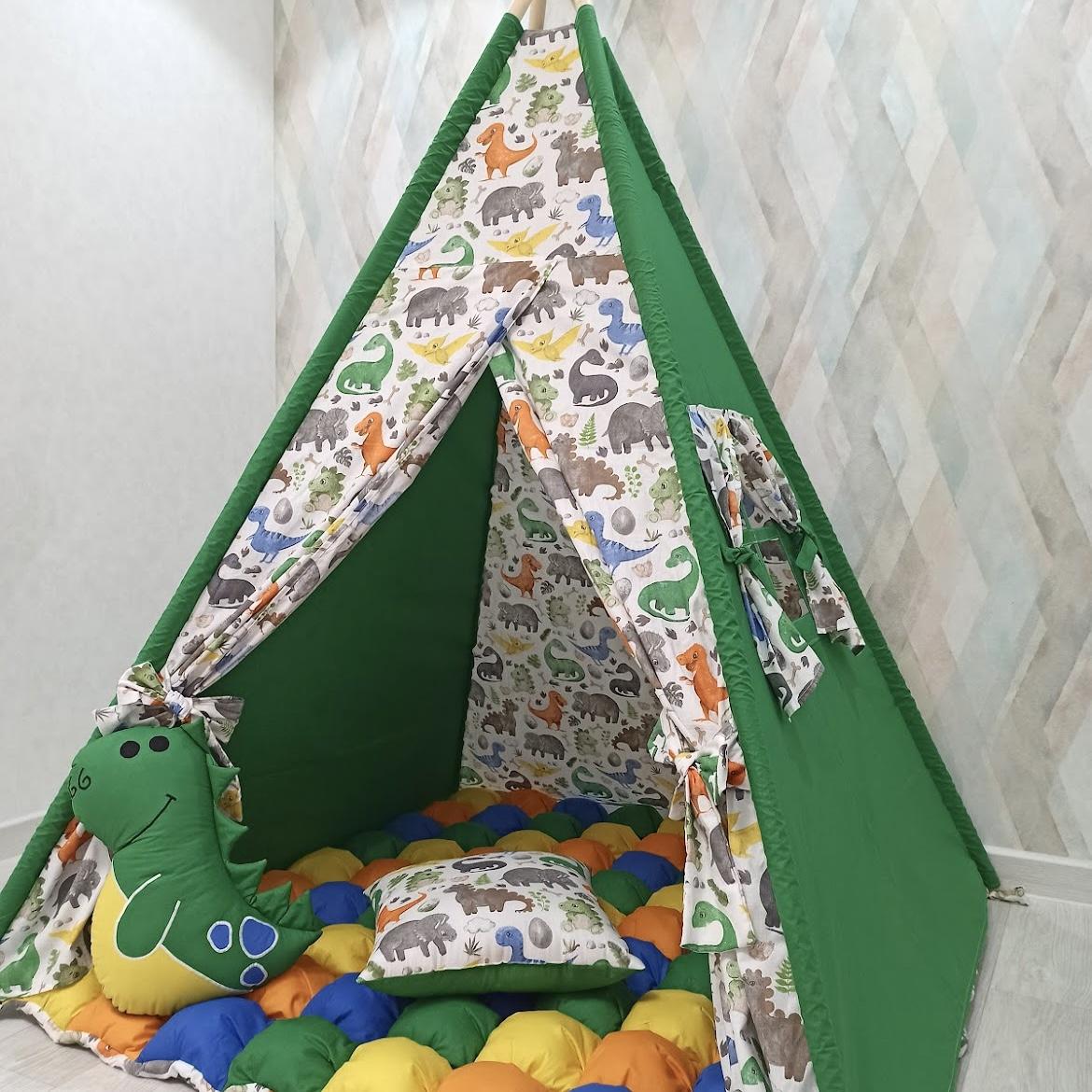 Tenda gioco con tappeto dinosauri colorati