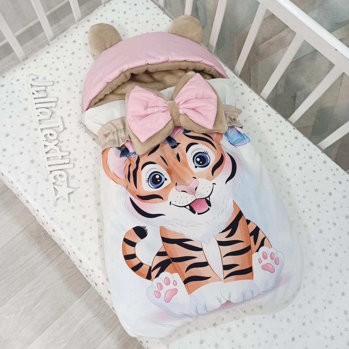 Sacco nanna con la stampa tigrotto bianco rosa