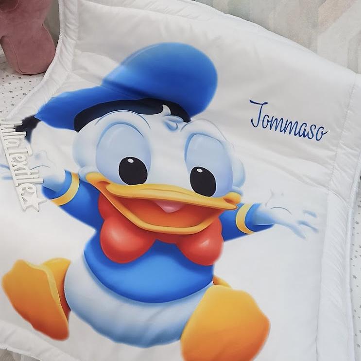 Coperta double face con la stampa Paperino bianco blu