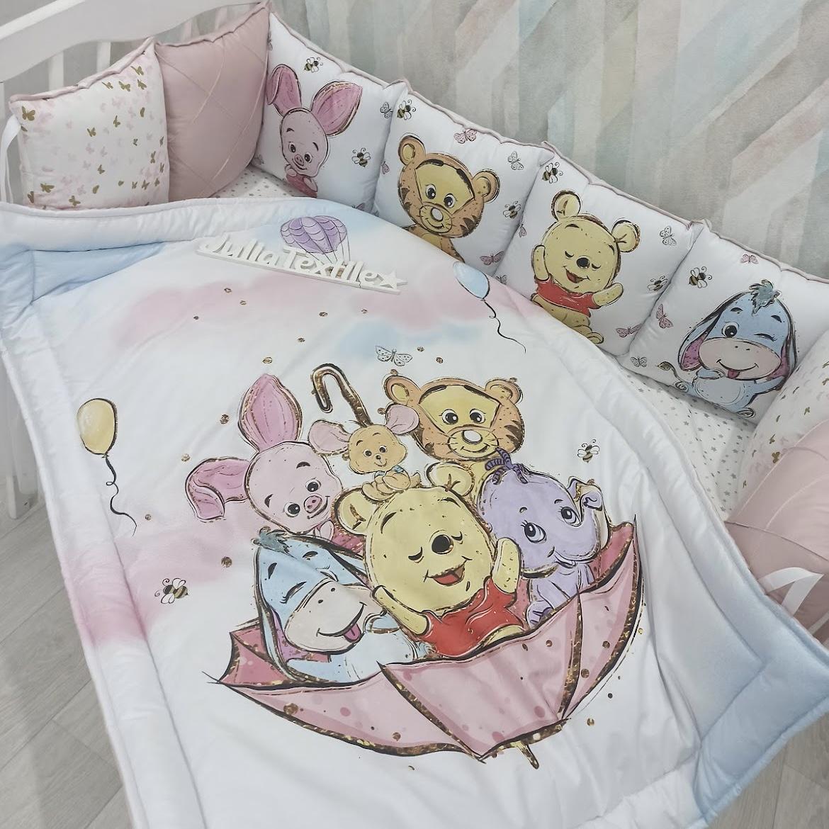 Set cuscini con la stampa winnie the pooh bianco rosa