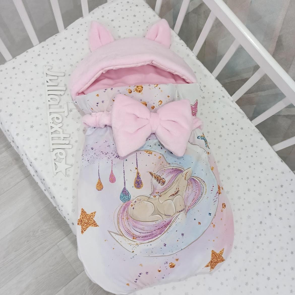 Sacco nanna con la stampa unicorno bianco rosa