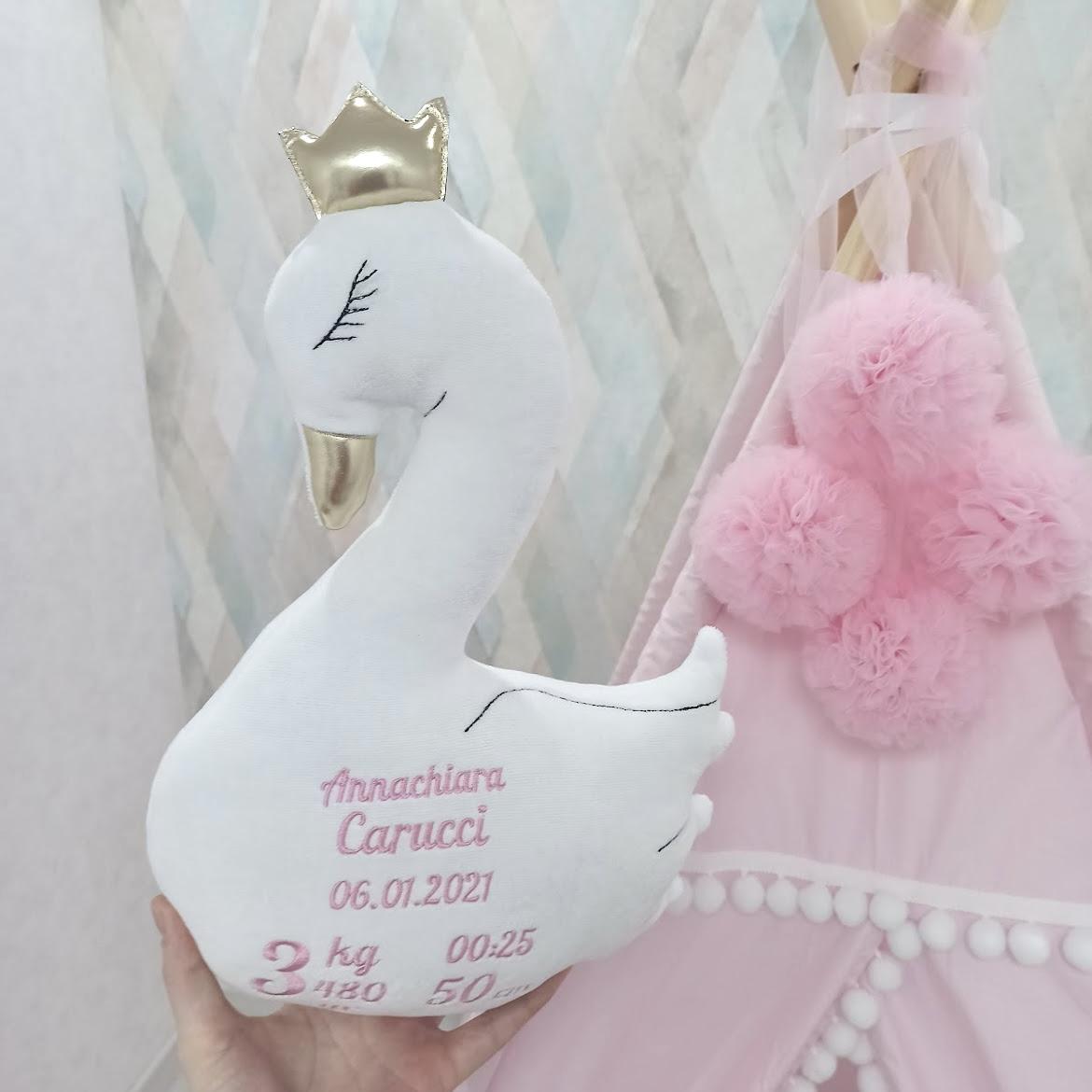 Cigno personalizzato bianco rosa