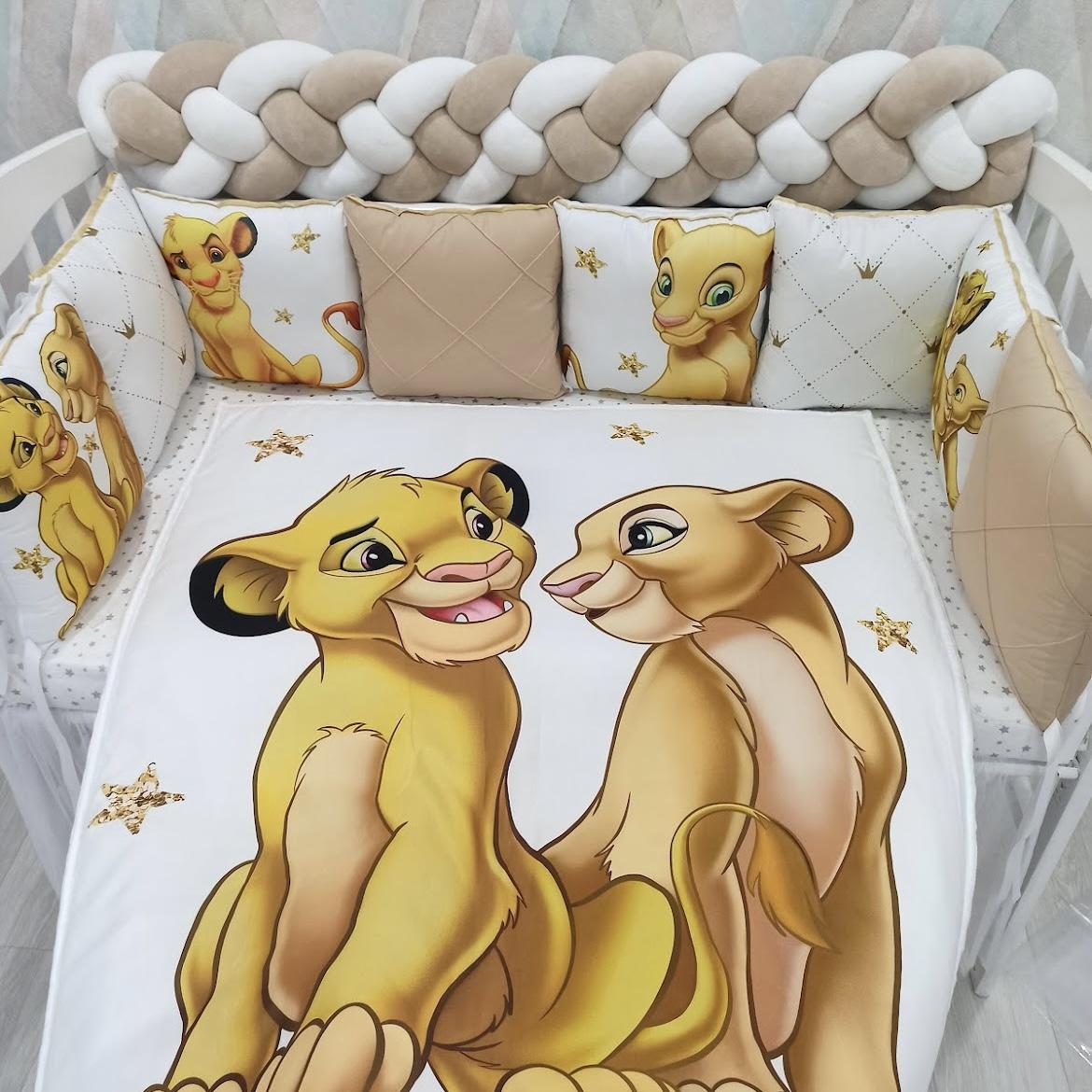 Set cuscini con la stampa Simba e nala beige bianco