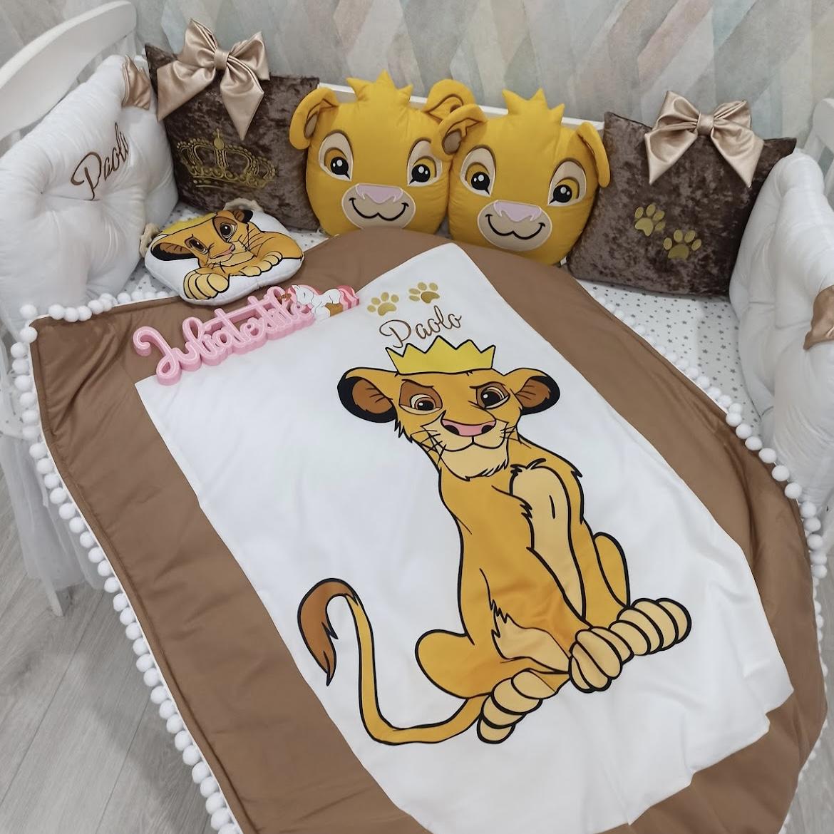 Brown gold Simba lion king character cushion set