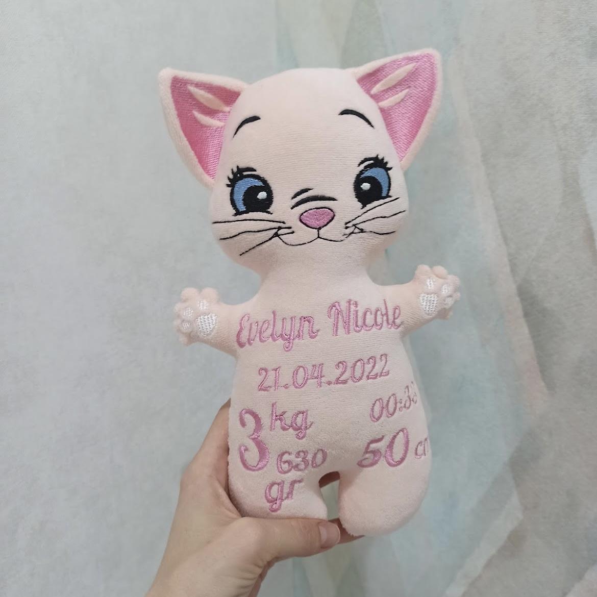 Pupazzo personalizzato gattina minu rosa chiaro fucsia