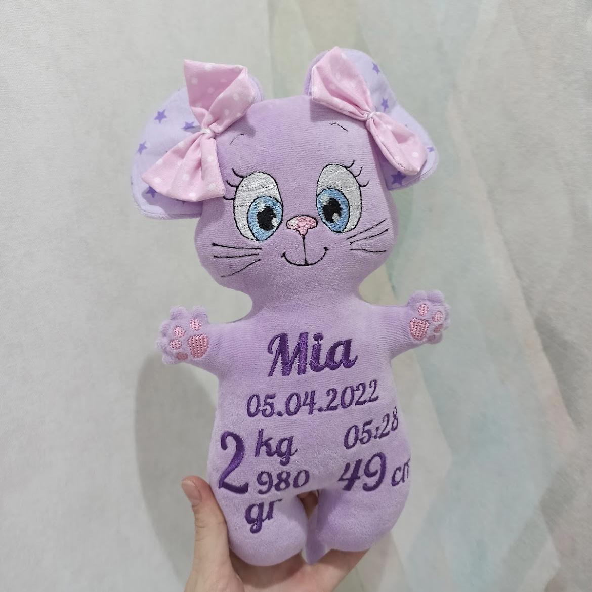 Pupazzo personalizzato topolino viola con stelline