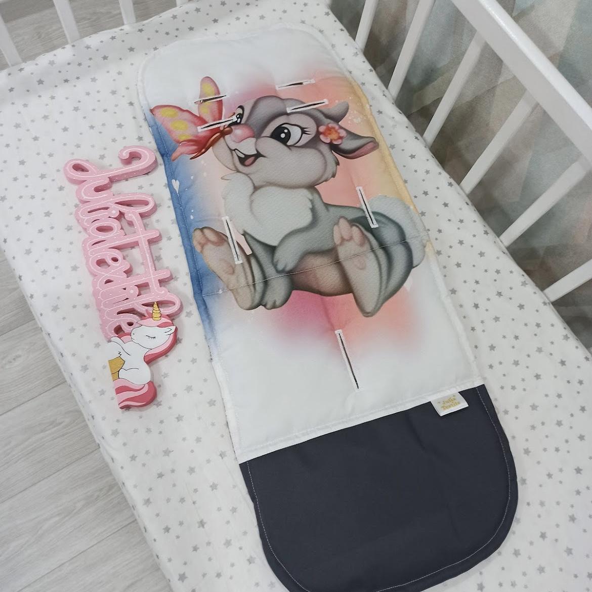 Materasso per passeggino tamburina con farfalla rosa bianca