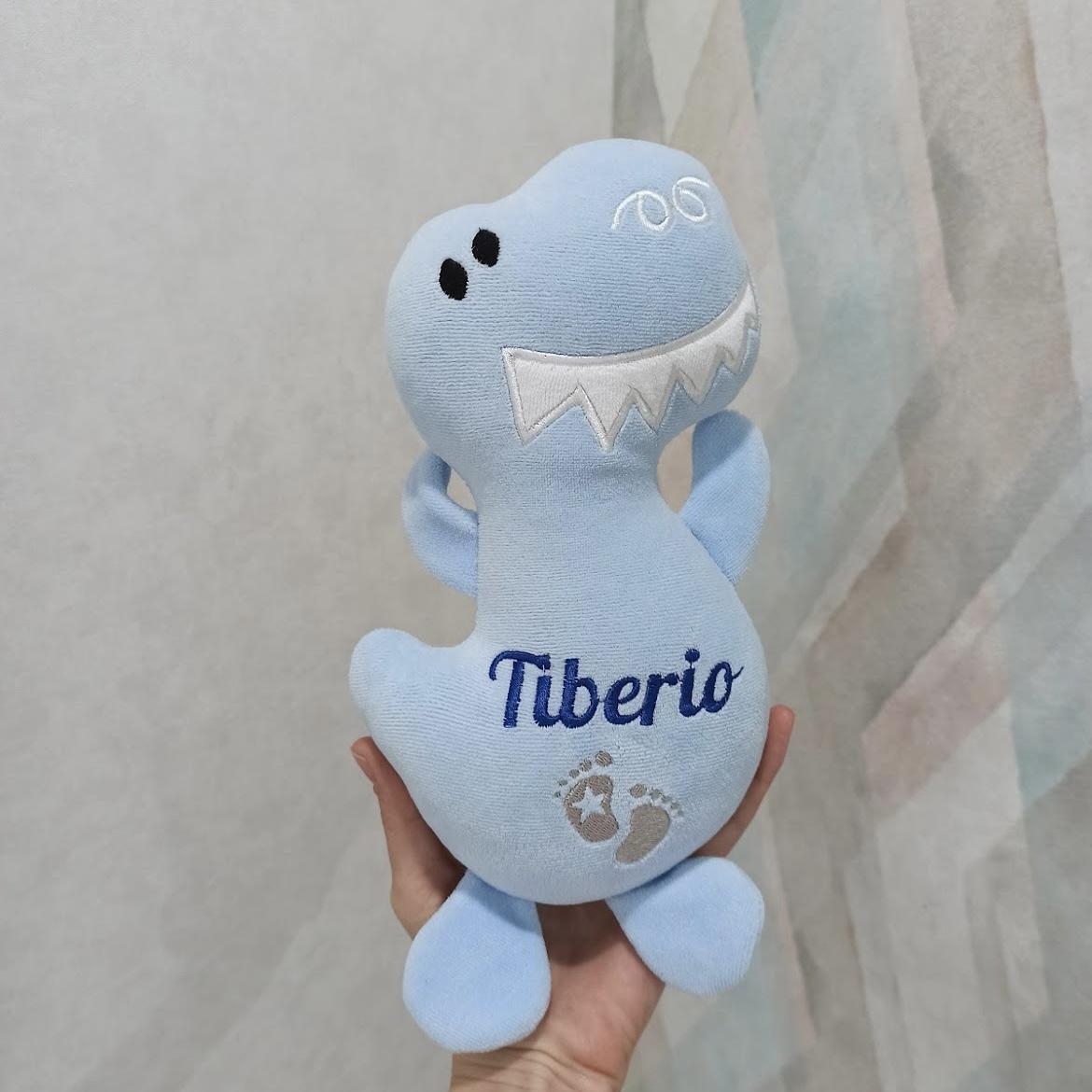 Pupazzo peluche dino azzurro