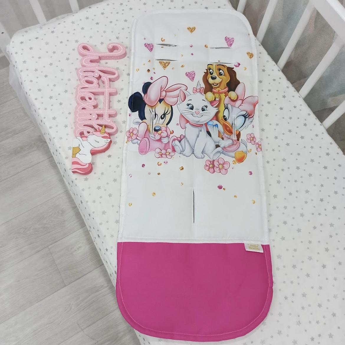 Materasso per passeggino Disney rosa bianco