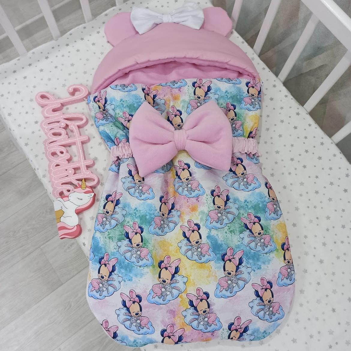 Sacco nanna con la stampa minnie sulla nuvola con coniglietto pattern rosa