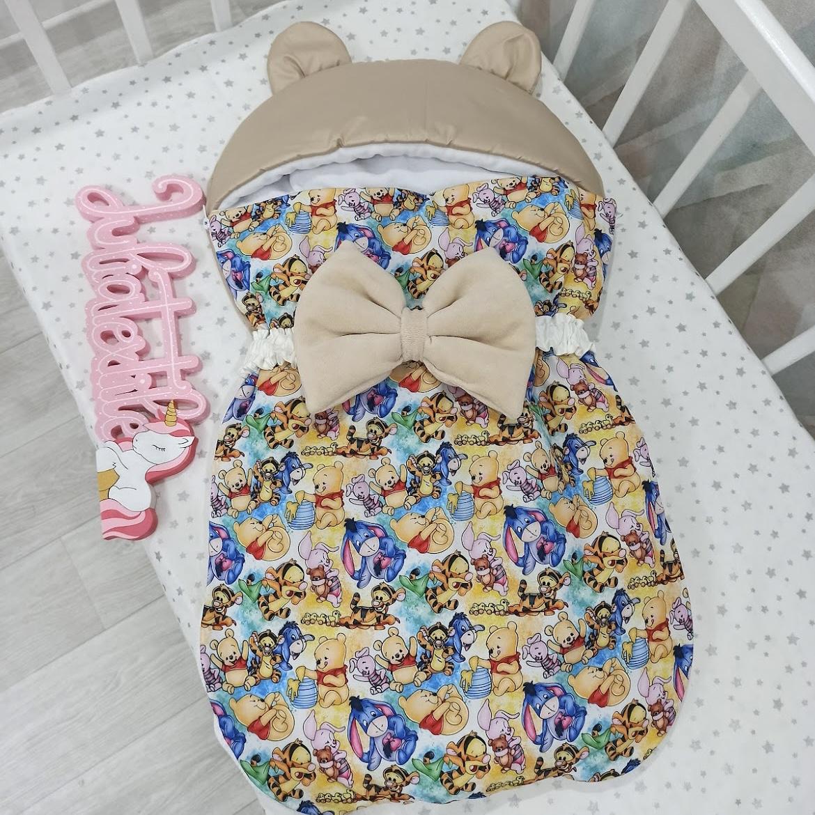Sacco nanna con la stampa pattern Winnie the Pooh tortora panna