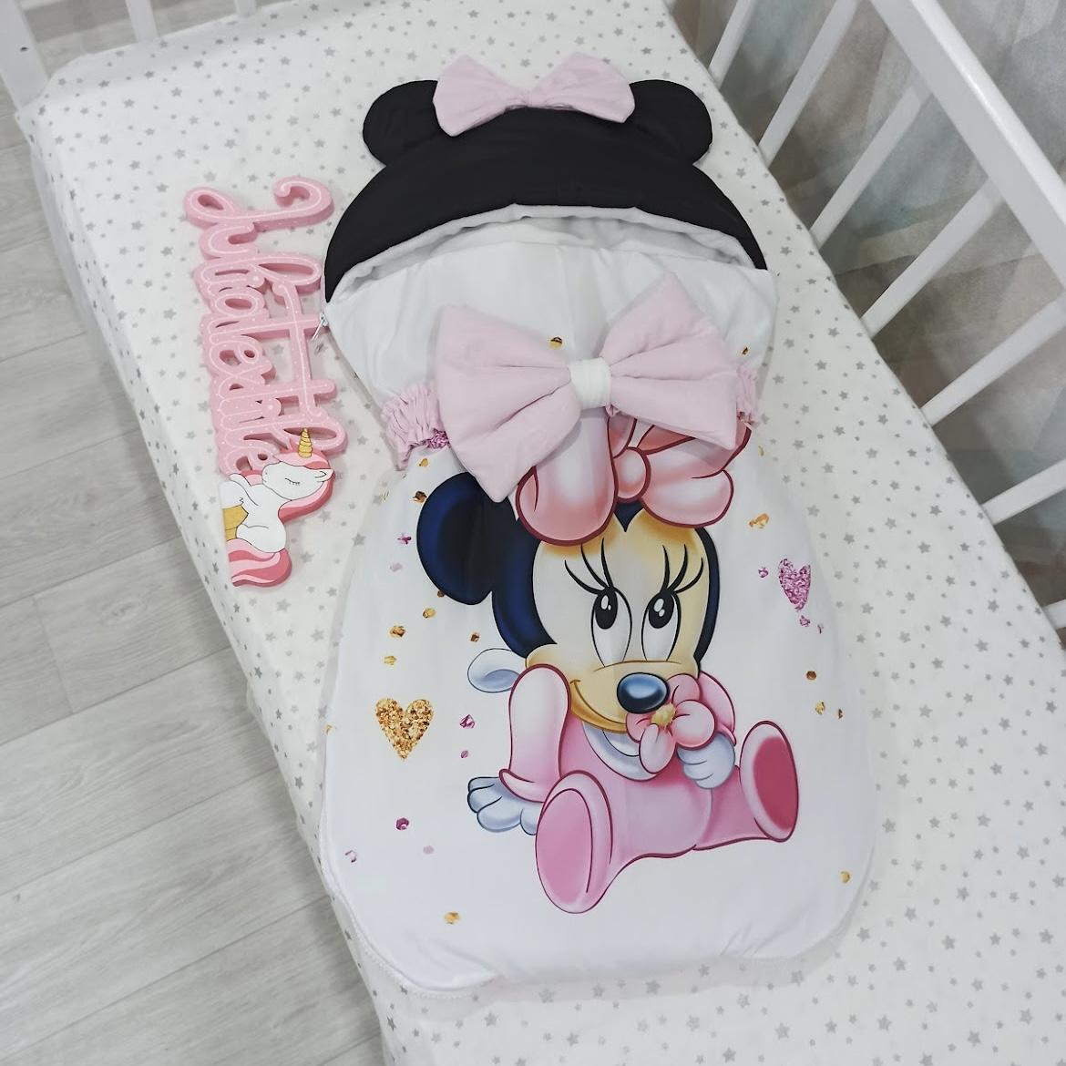 Sacco nanna con la stampa minnie con fiore rosa bianco