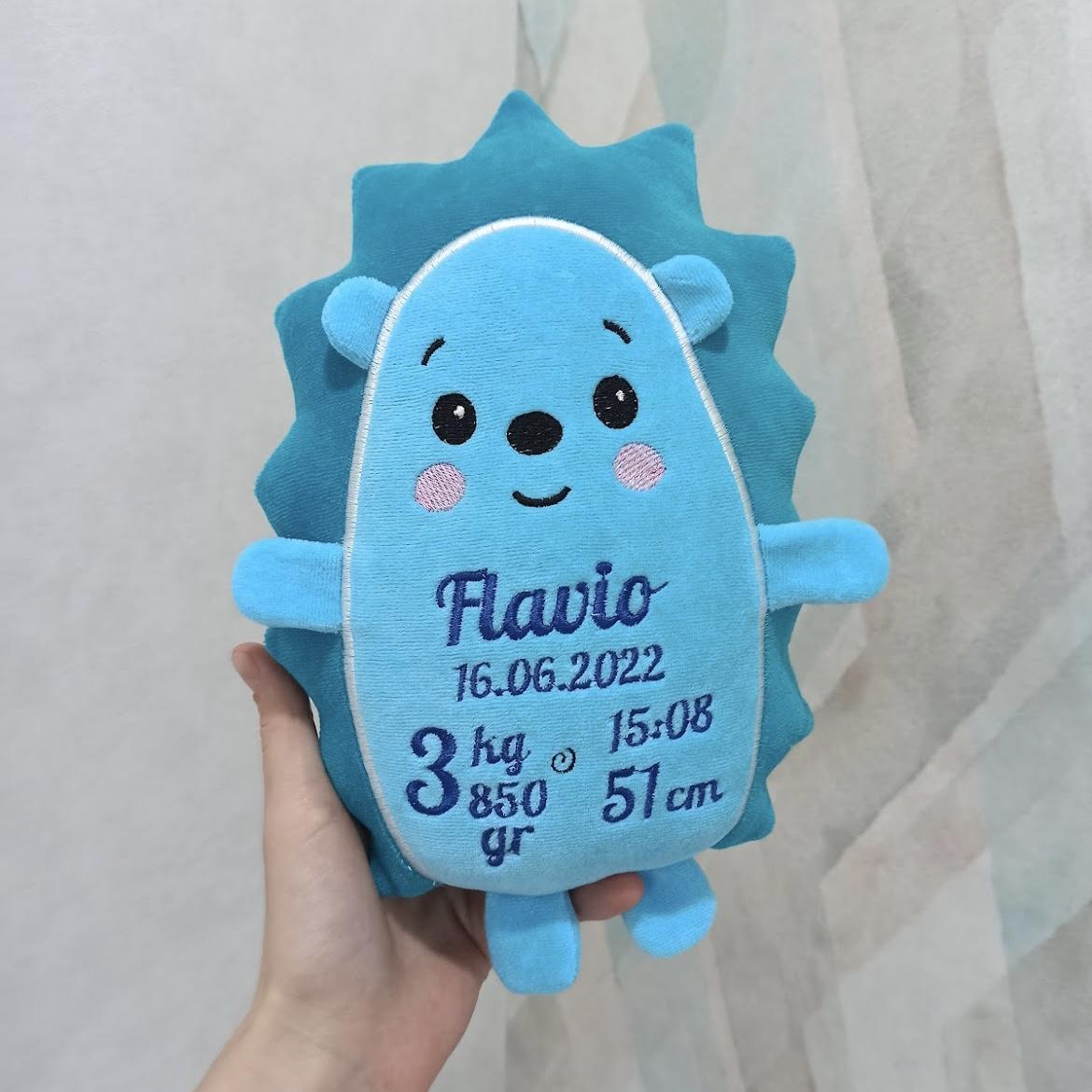 Pupazzo personalizzato riccio azzurro