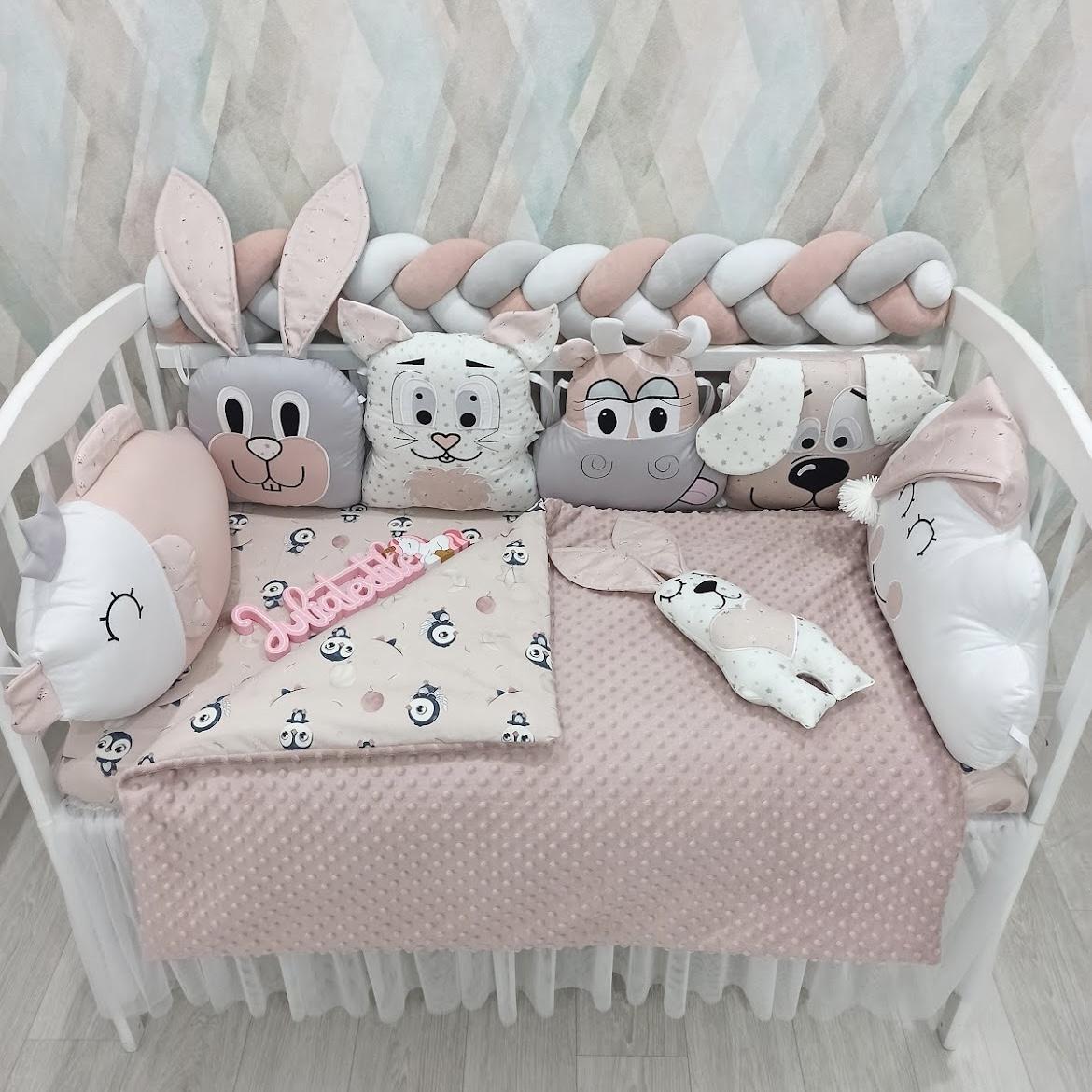 Creamy pink penguin style character cushions