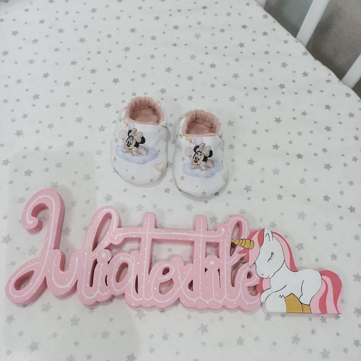 Slippers for newborn 0/3 minnie with pink white balloons