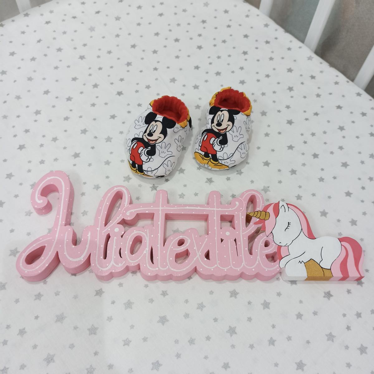 Slippers for newborn 0/3 months mickey mouse red white