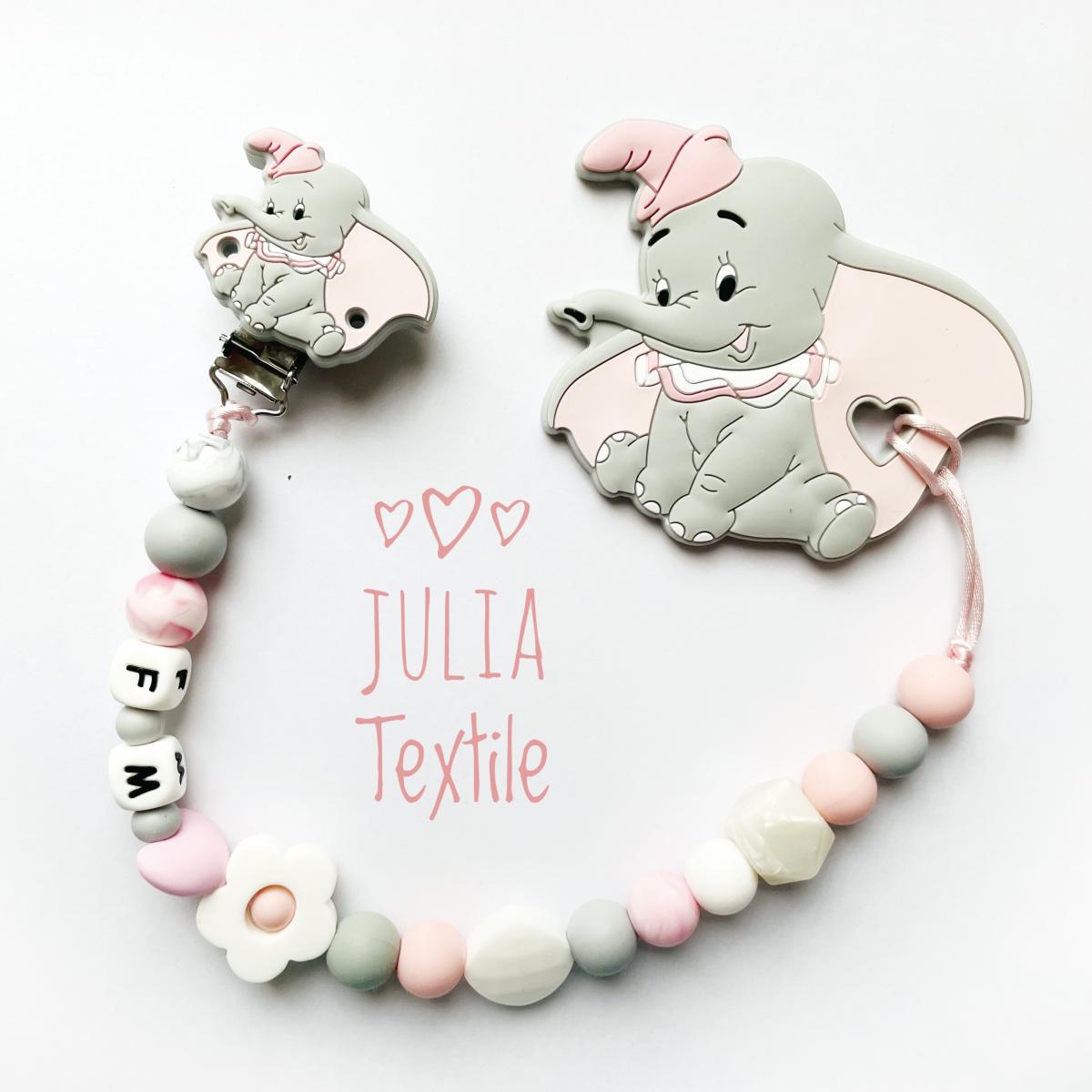 Pink Gray Dumbo Name Chain