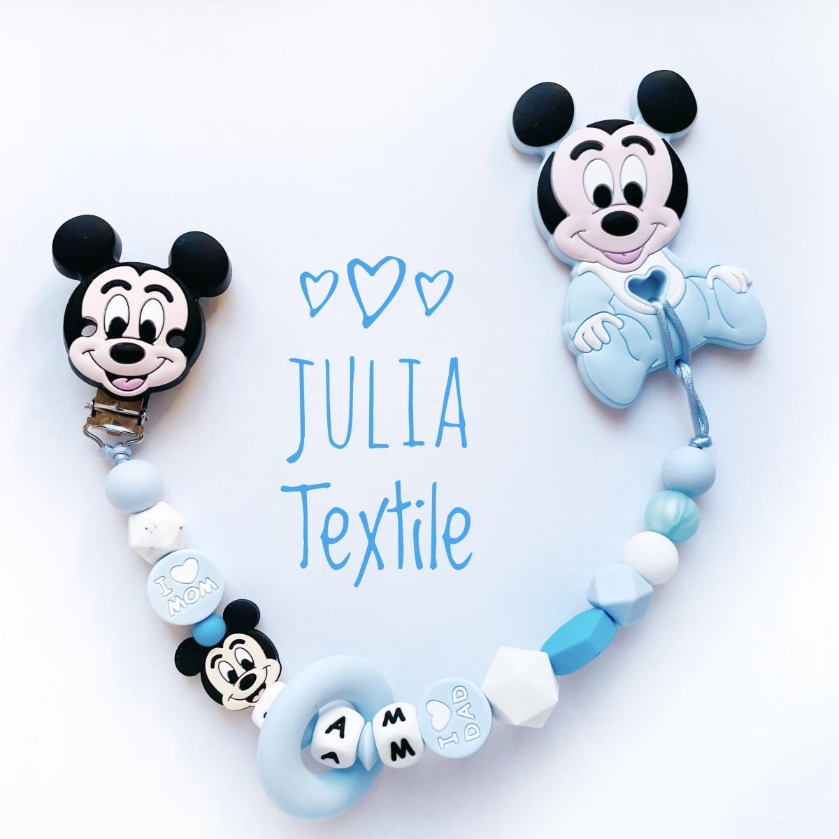 Catenella con nome mickey celeste bianco