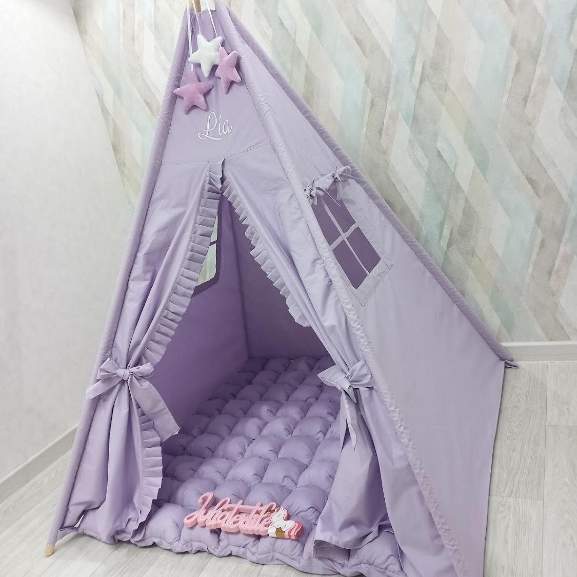 Tenda gioco con tappeto lilla con stelle