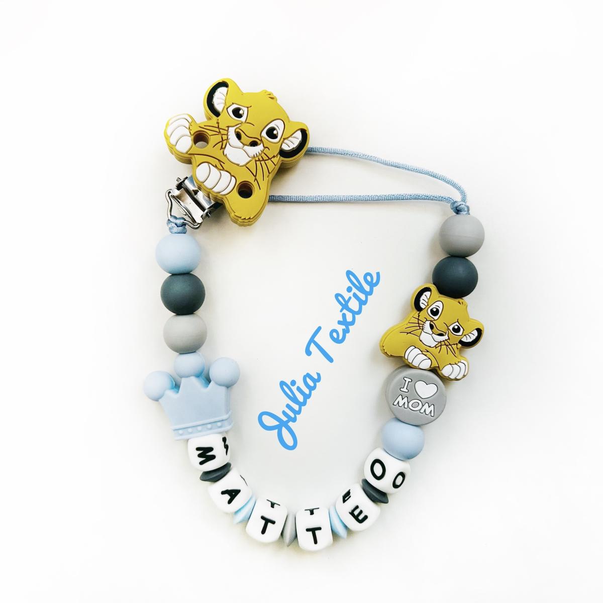 Chain with name Lion King Simba blue gray