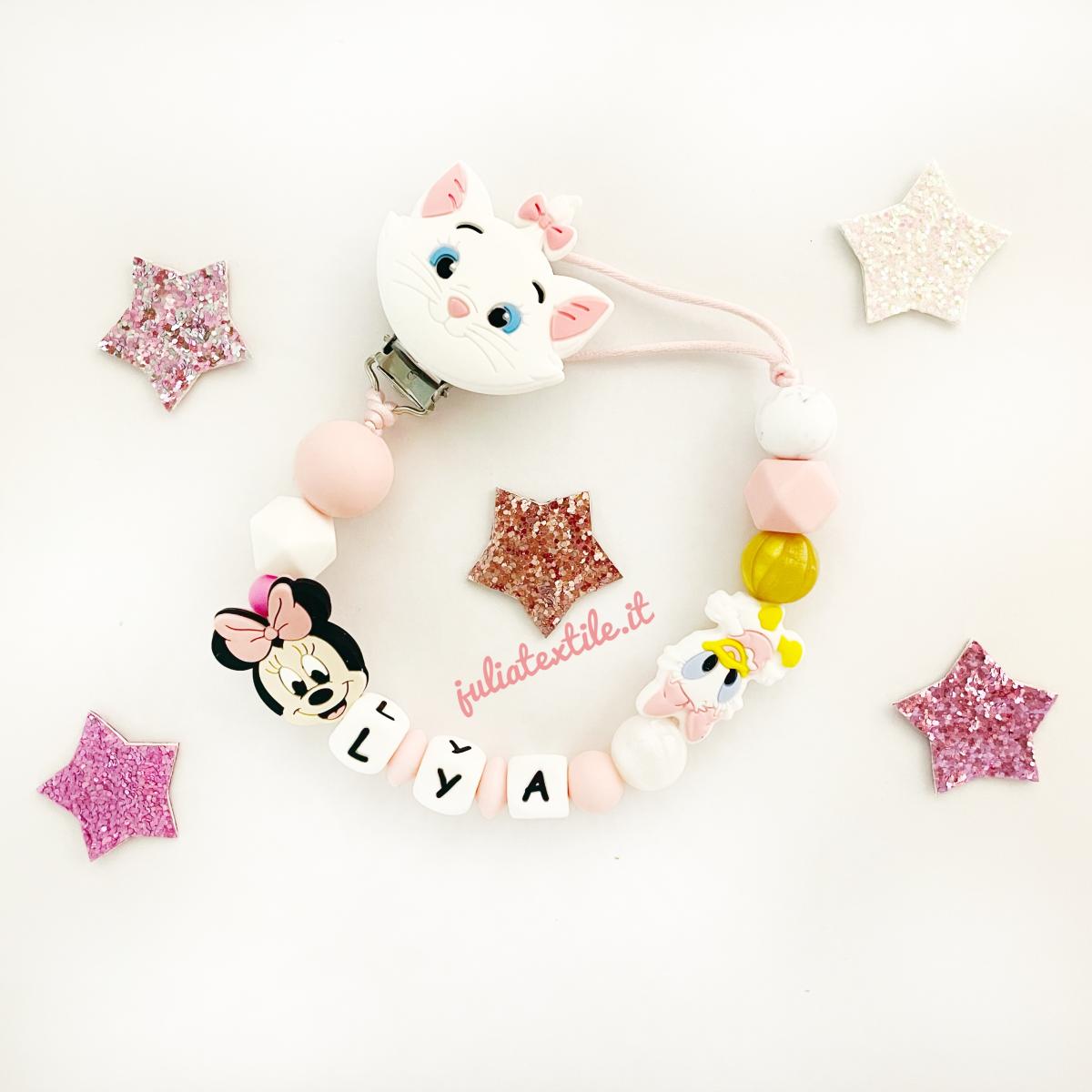 Chain with name Minu duck minnie pink white