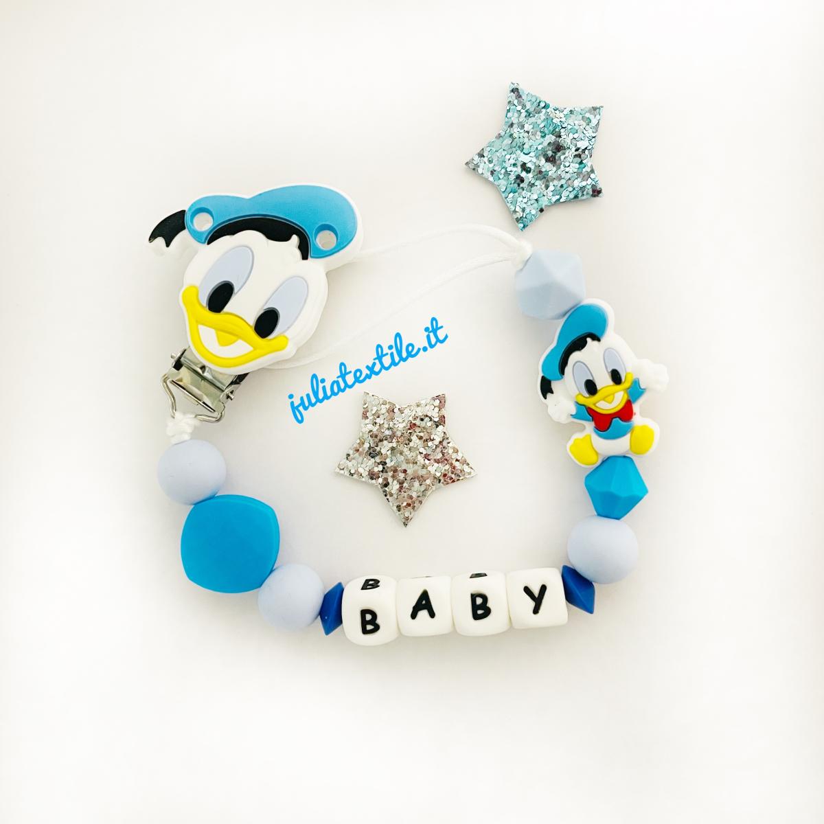 Catenella con nome Paperino azzurro bianco