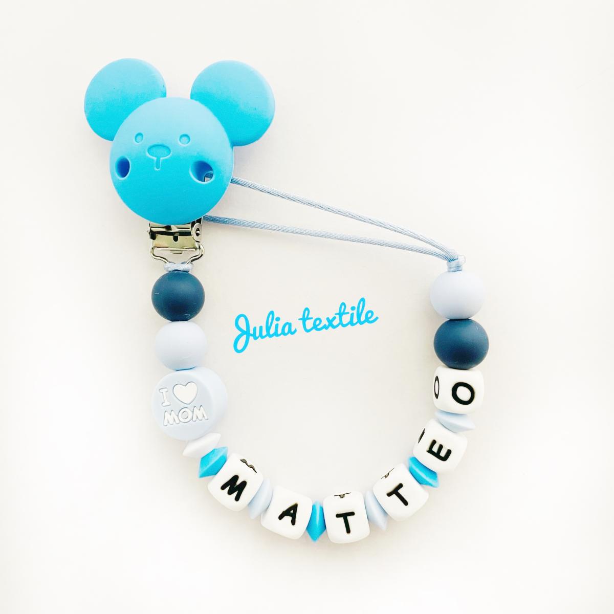 Chain with name mickey classic light blue