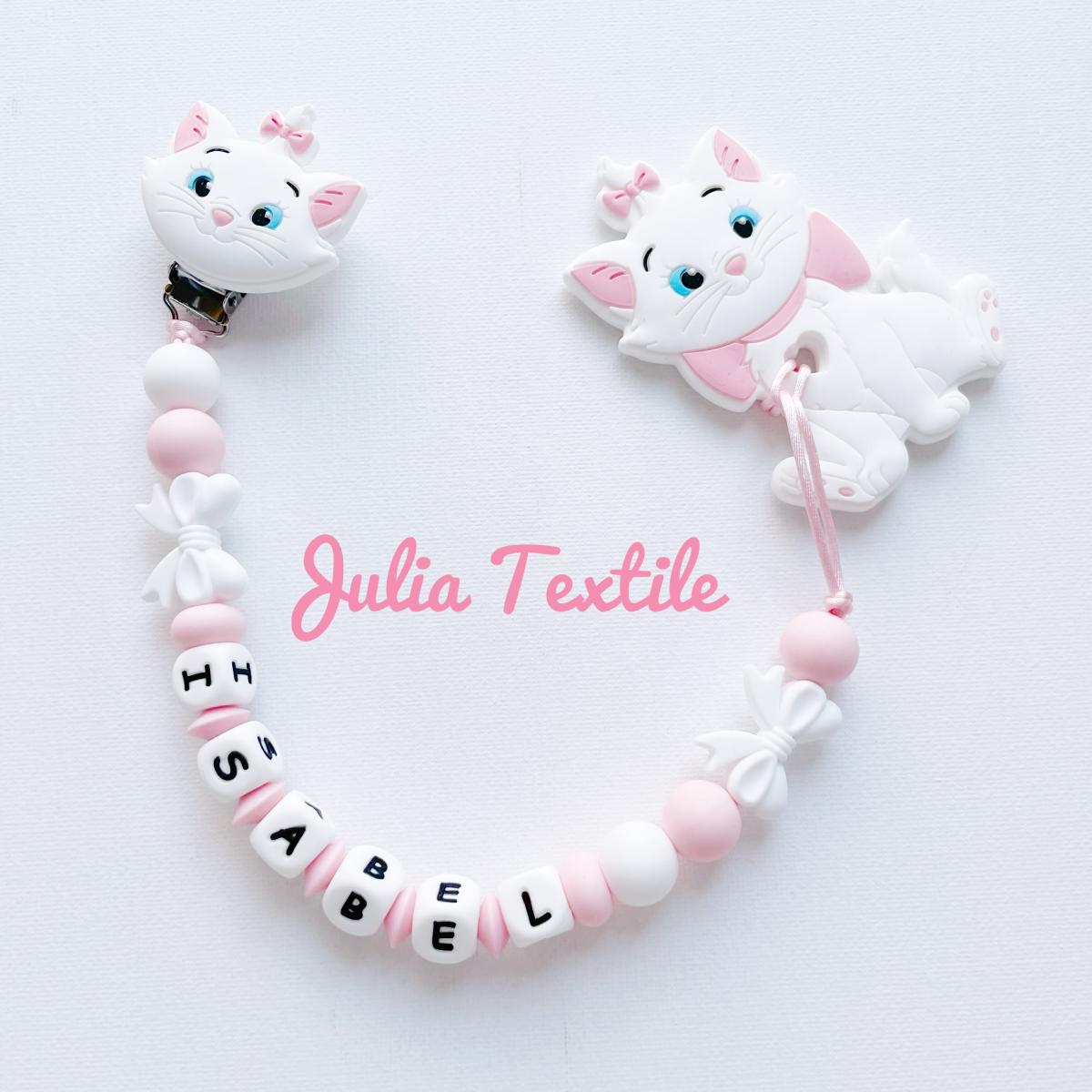 Chain with name minu kitten with pink and white bow