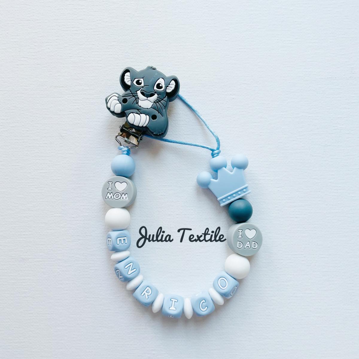 Chain with name Simba dark gray light blue