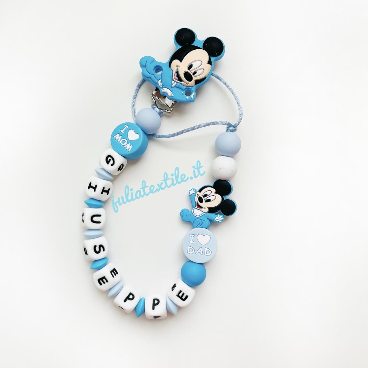 Catenella con nome Mickey bianco azzurro celeste
