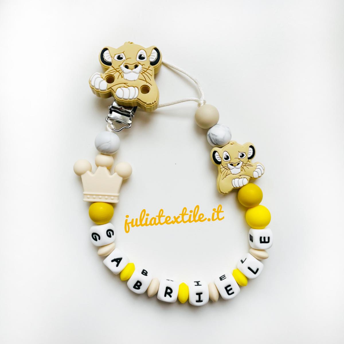 Catenella con nome Simba giallo bianco