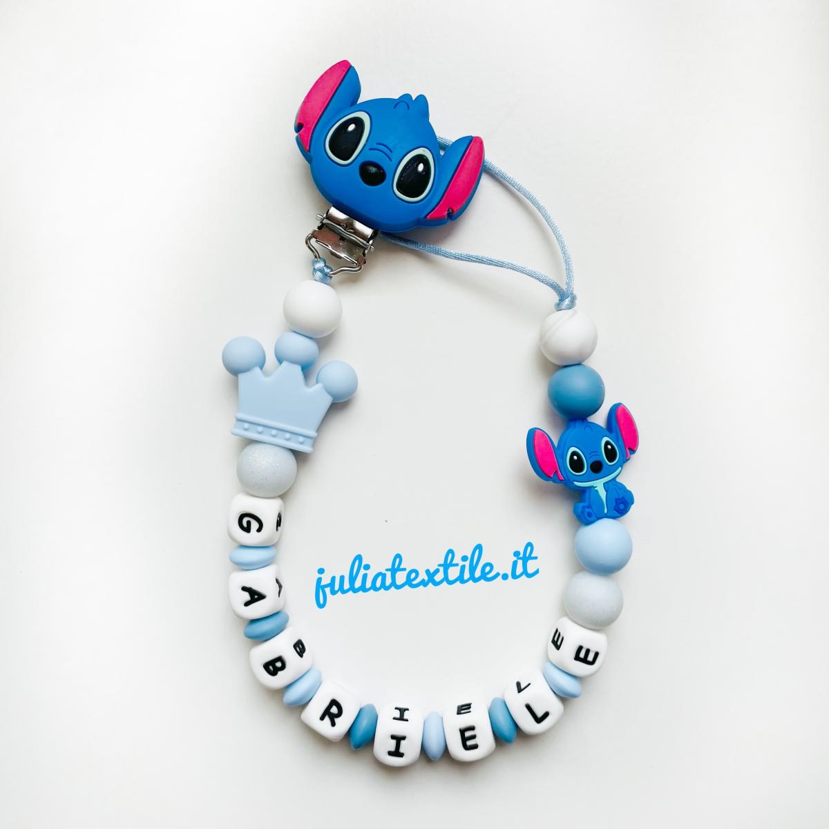 Catenella con nome stitch blu grigio bianco