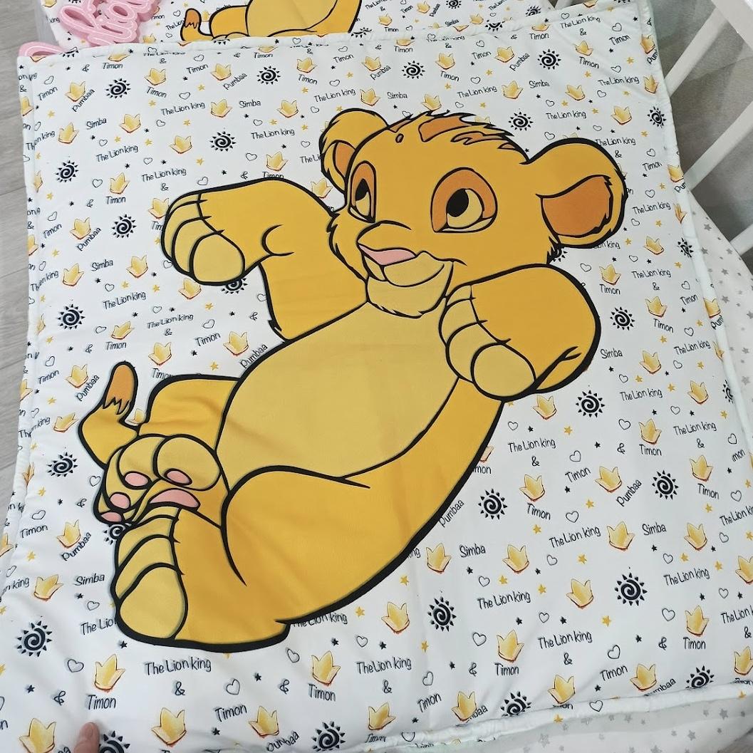 Coperta double face con la stampa Simba baby giallo bianco