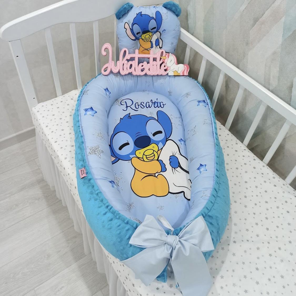 Reducer with blue white Stitch baby print