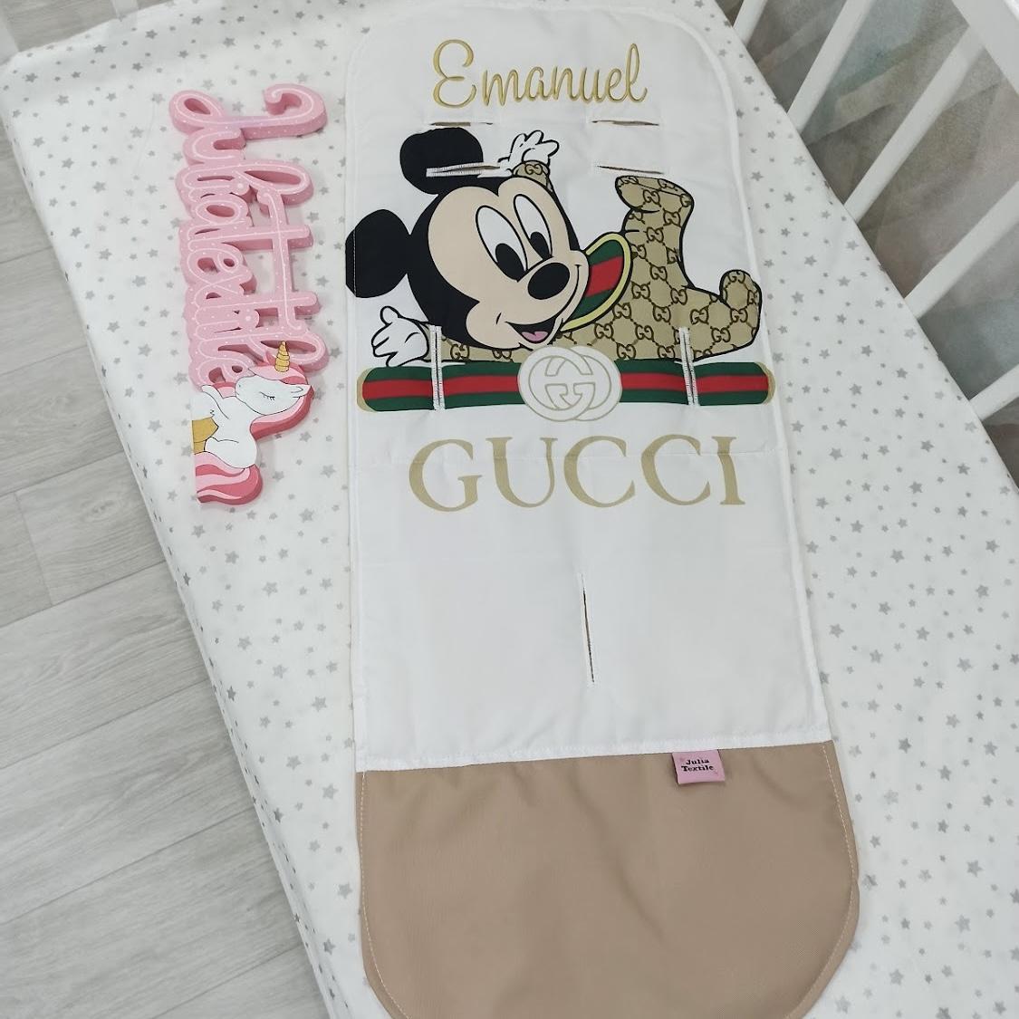 Stroller mattress with Mickey Mouse Gucci print