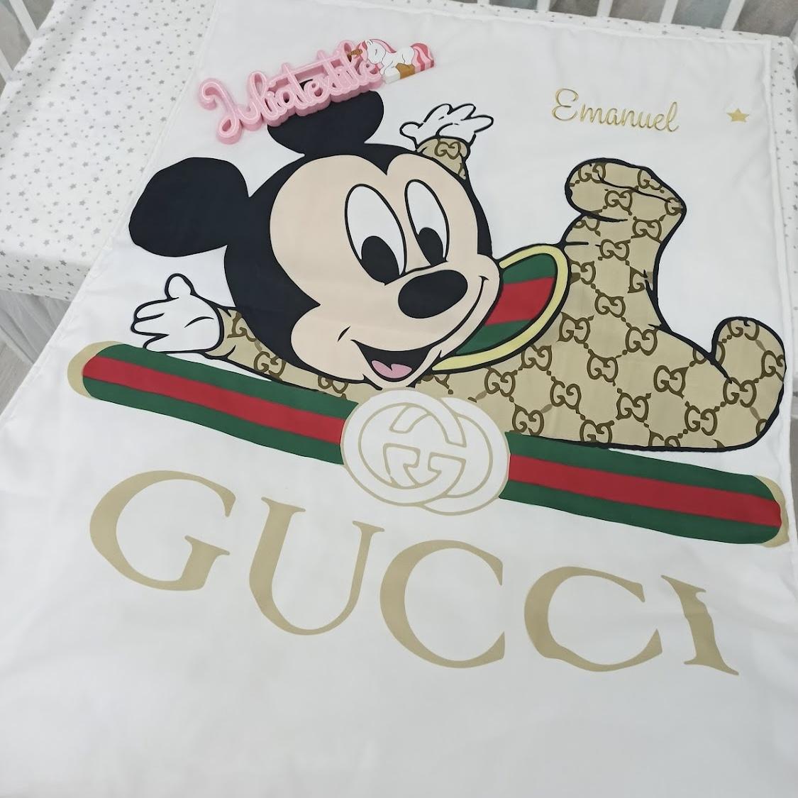Double-sided blanket with the Gucci Mickey Mouse print