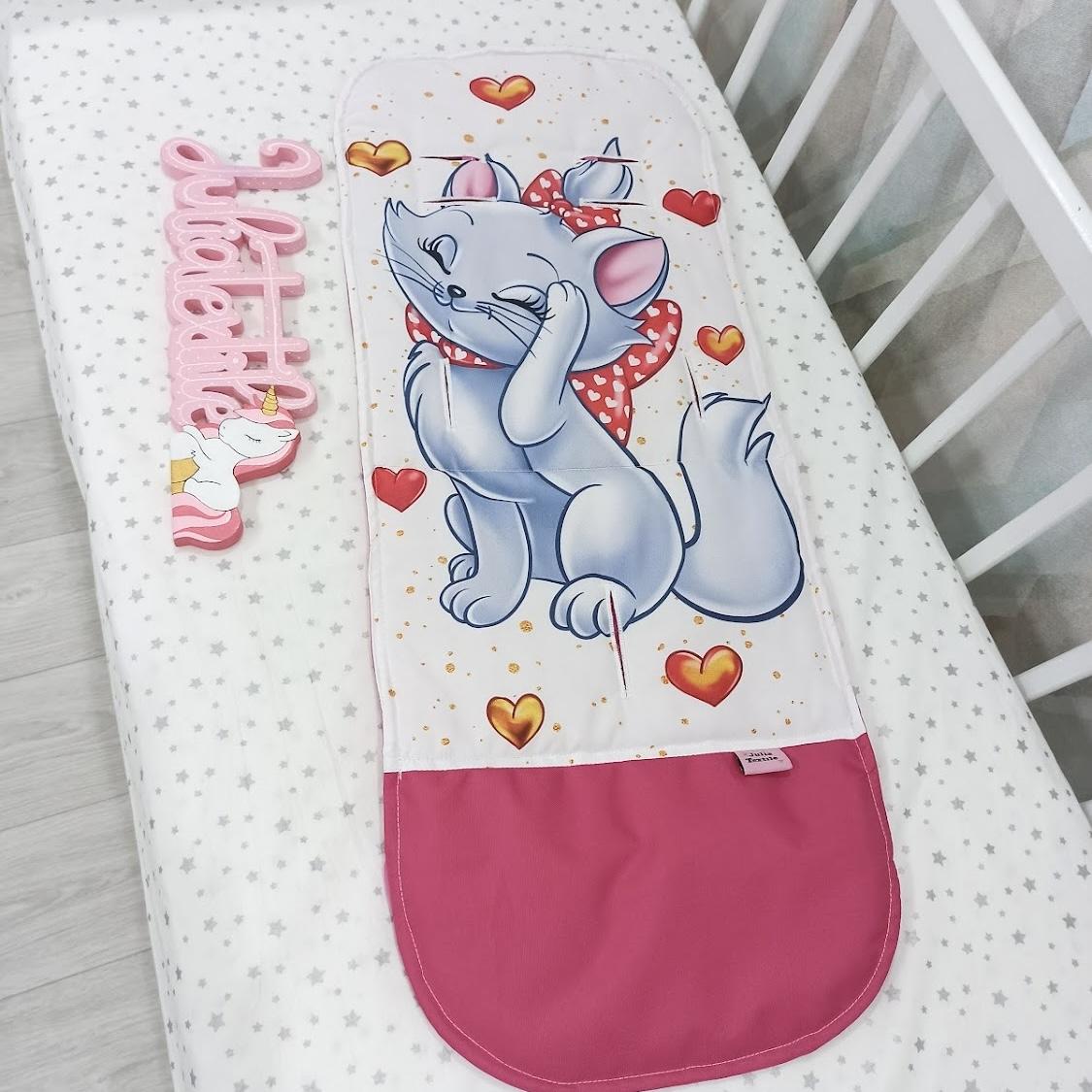 Stroller mattress with fuchsia white Gattina print