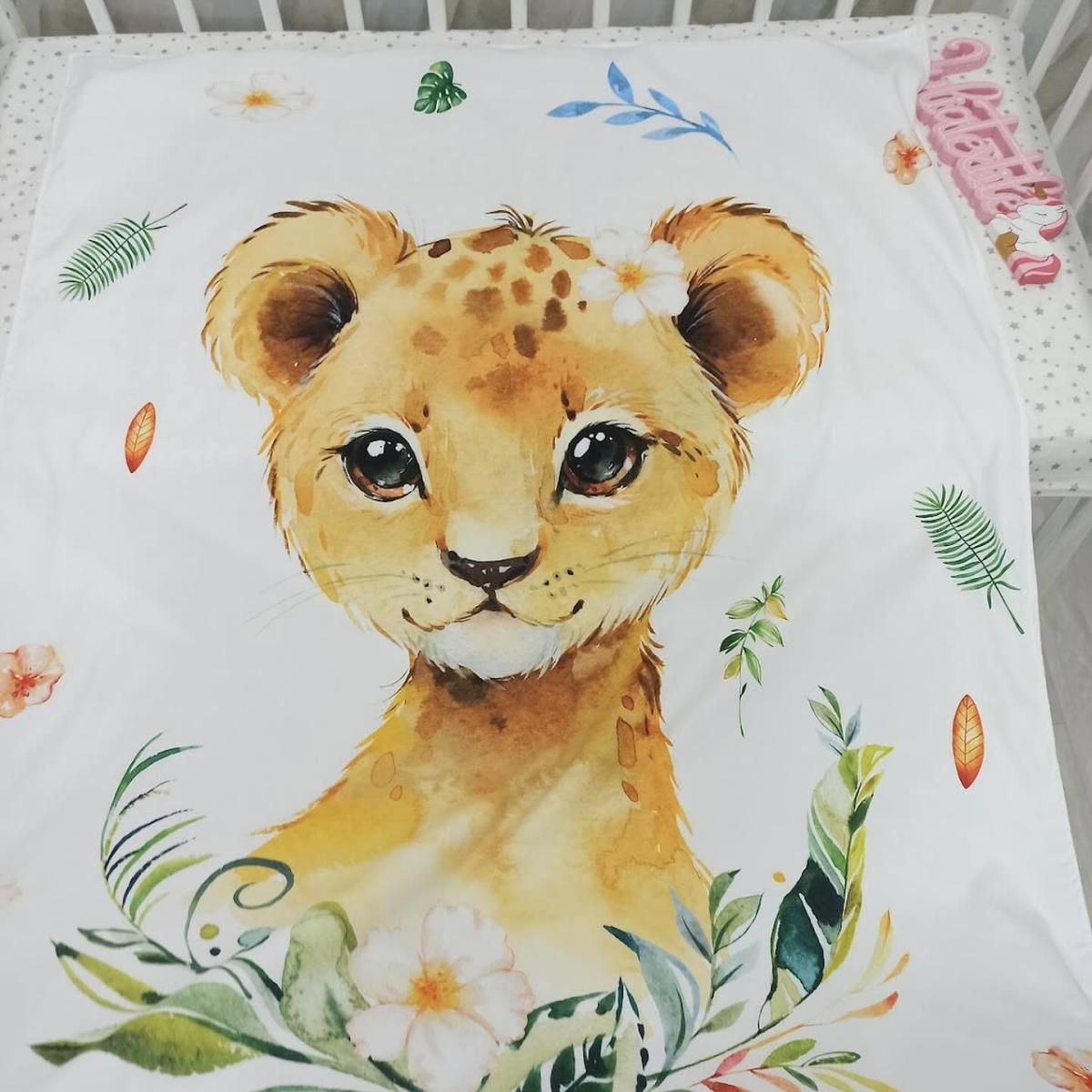 Coperta double face con la stampa Tigrotto verde bianco