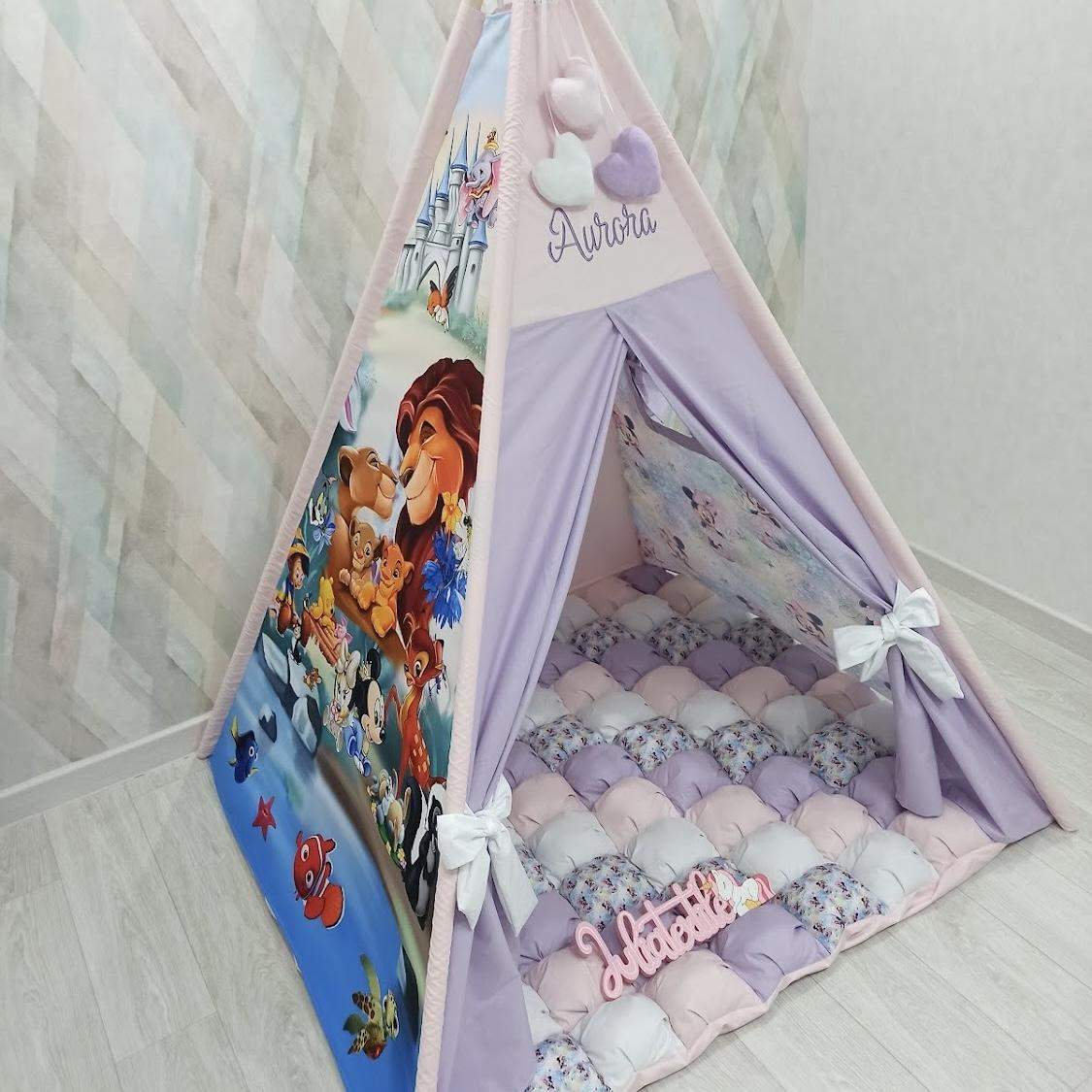 Tenda gioco con la stampa Disney rosa viola