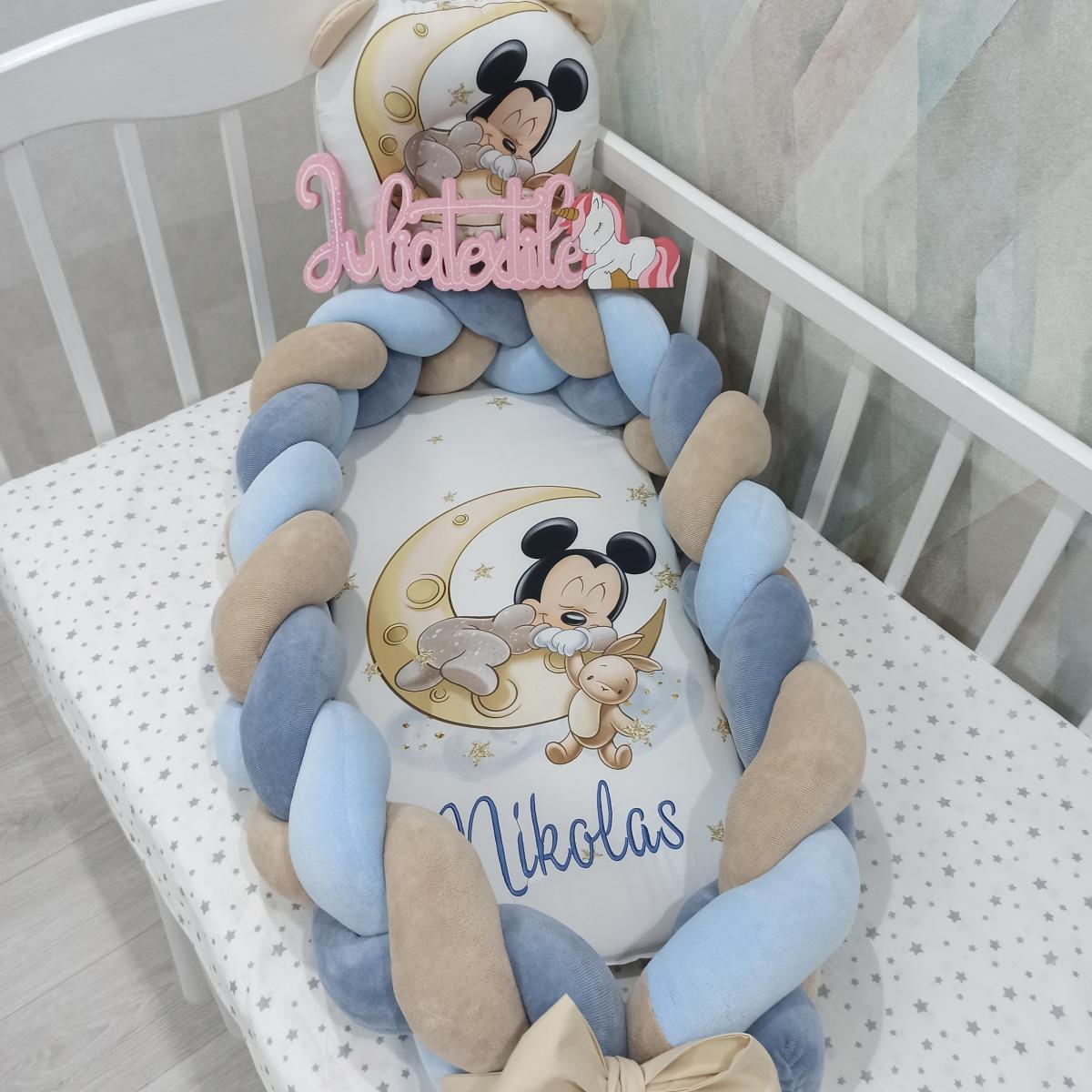 Riduttore intrecciato Mickey Mouse – Tonalità azzurro e beige